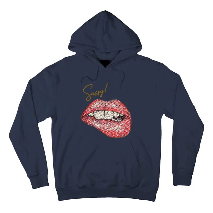 Sassy Lips Sexy Girl Graphic Sexy Lips Biting Tall Hoodie