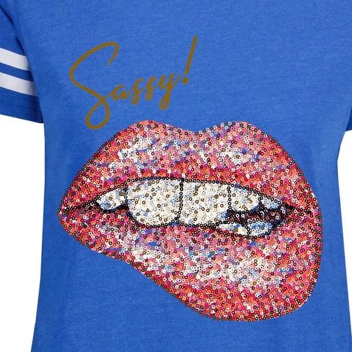 Sassy Lips Sexy Girl Graphic Sexy Lips Biting Enza Ladies Jersey Football T-Shirt