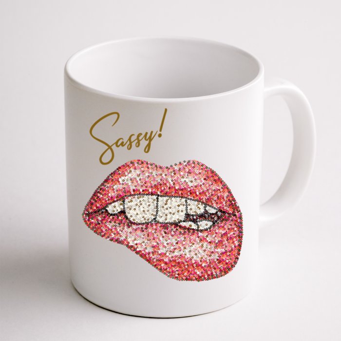 Sassy Lips Sexy Girl Graphic Sexy Lips Biting Front & Back Coffee Mug