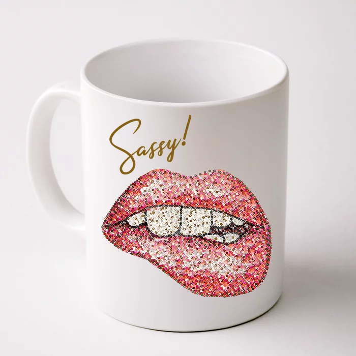 Sassy Lips Sexy Girl Graphic Sexy Lips Biting Front & Back Coffee Mug