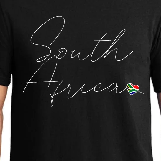 Simple Love South African Flag Heart On South Africa Pajama Set