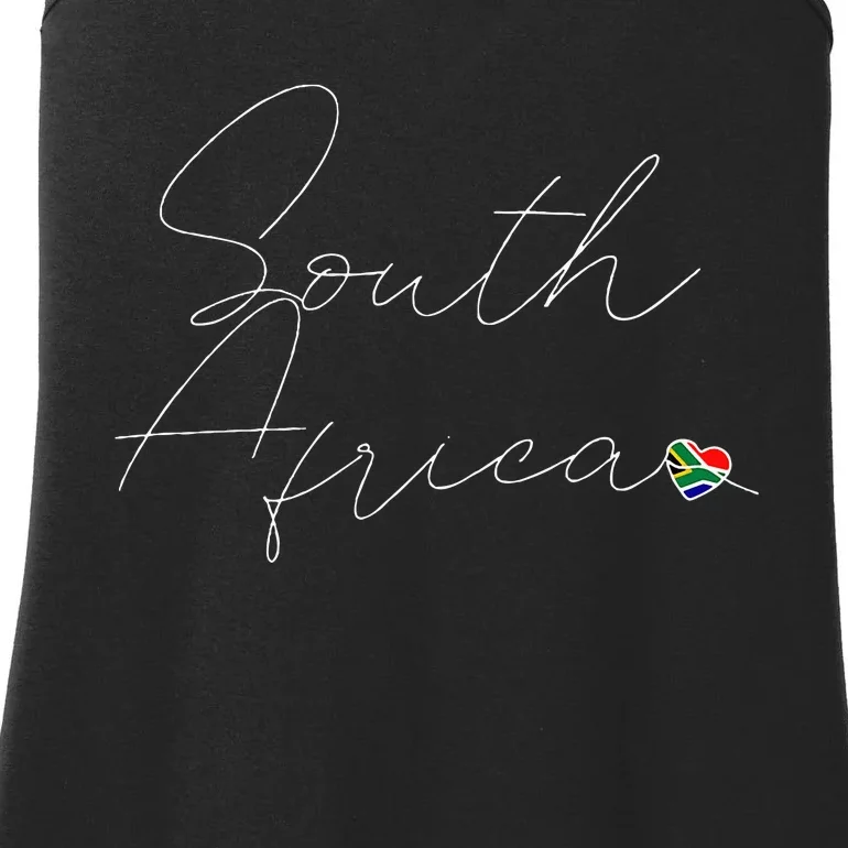 Simple Love South African Flag Heart On South Africa Ladies Essential Tank