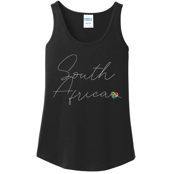 Simple Love South African Flag Heart On South Africa Ladies Essential Tank