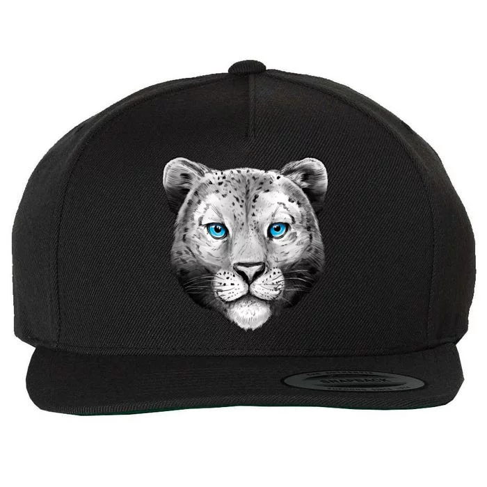 Snow Leopard Wool Snapback Cap