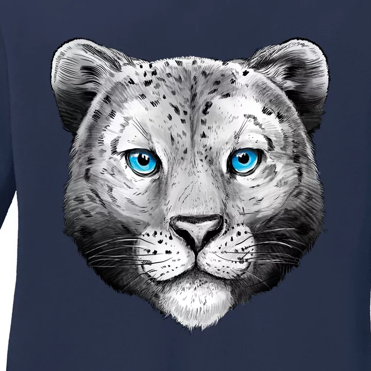 Snow Leopard Ladies Long Sleeve Shirt