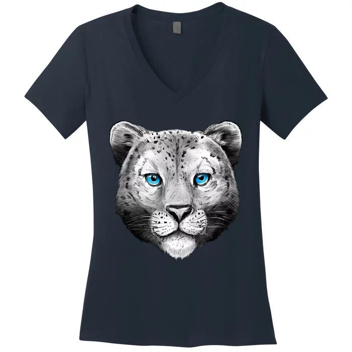 Snow Leopard Women's V-Neck T-Shirt