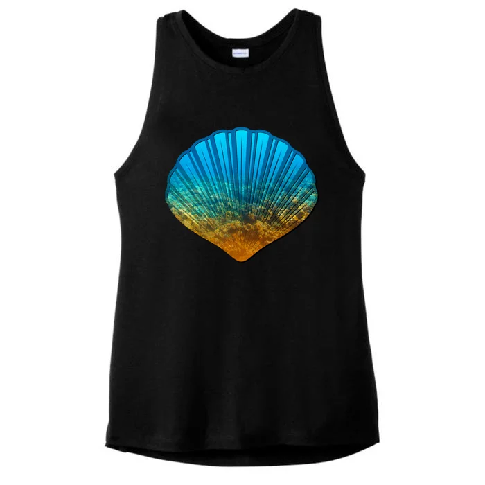 Seashell Lovers Silhouette Earth Day And Ocean Week Gift Ladies Tri-Blend Wicking Tank