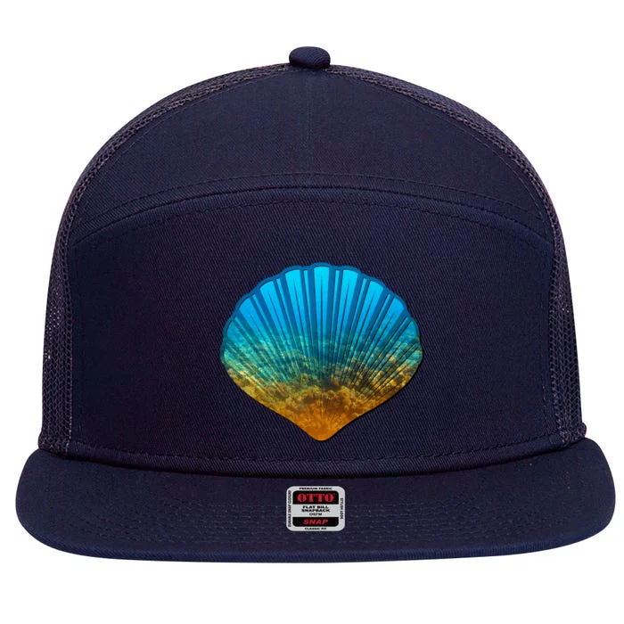 Seashell Lovers Silhouette Earth Day And Ocean Week Gift 7 Panel Mesh Trucker Snapback Hat