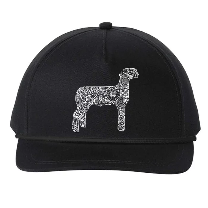 Sheepp Livestock Show Mandala Lamb Ram Stock Show Snapback Five-Panel Rope Hat