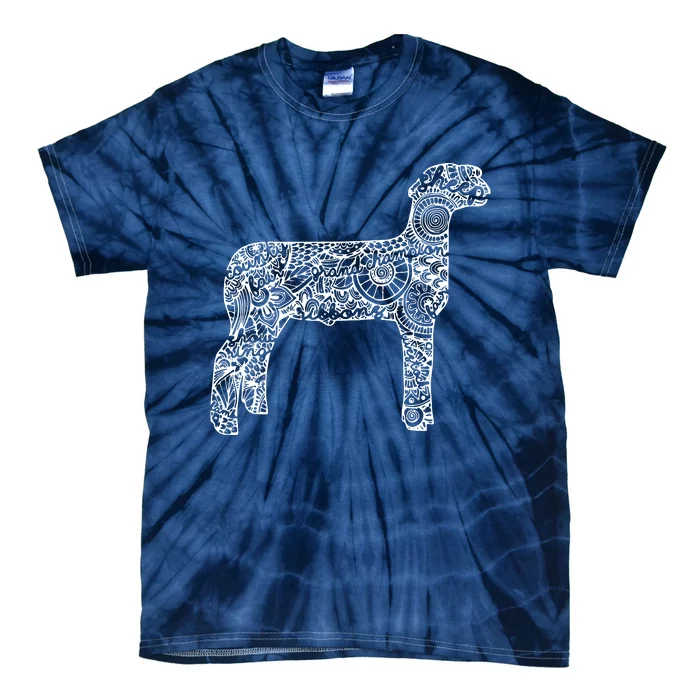 Sheepp Livestock Show Mandala Lamb Ram Stock Show Tie-Dye T-Shirt