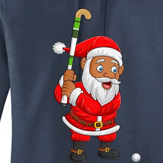 Sports Lover Santa Playing Hockey Christmas Cute Gift Women's Pullover Hoodie