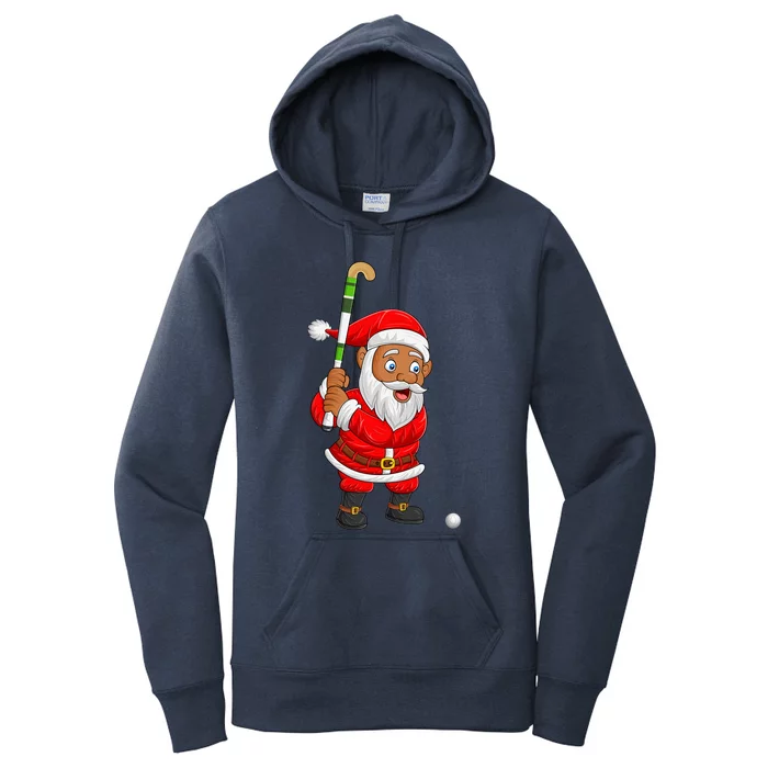 Sports Lover Santa Playing Hockey Christmas Cute Gift Women's Pullover Hoodie