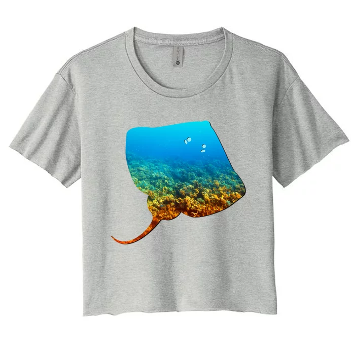 Stingray Lovers Silhouette Earth Day And Ocean Week Gift Women's Crop Top Tee