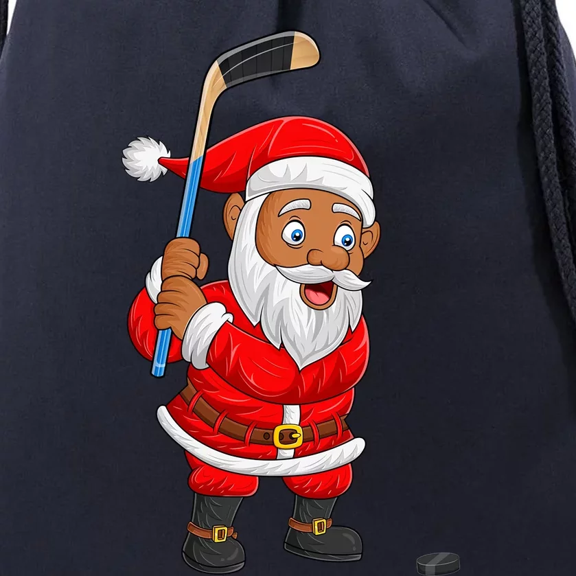 Sports Lover Santa Playing Ice Hockey Christmas Great Gift Drawstring Bag