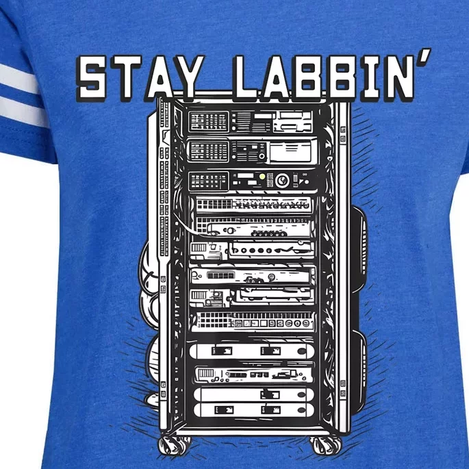 Stay Labbin Server Network Rack Sysadmin Engineer Homelab Enza Ladies Jersey Football T-Shirt