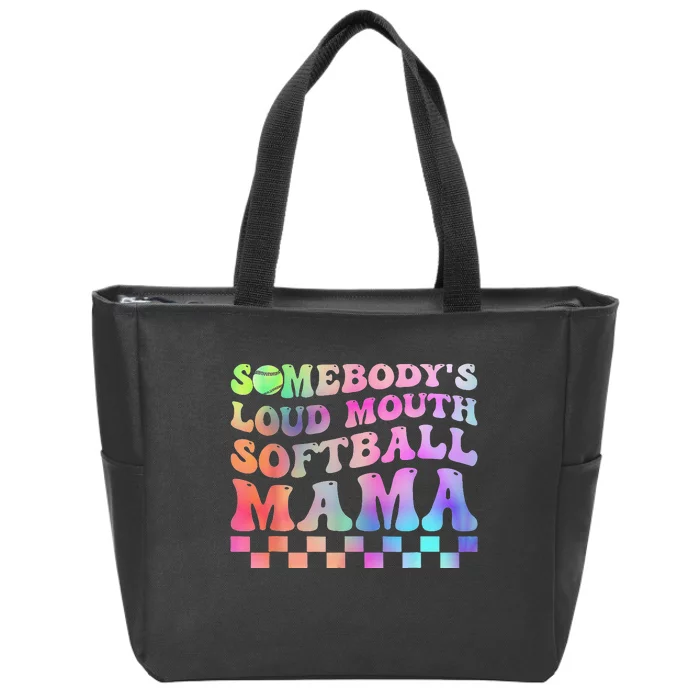 Somebody's Loudmouth Softball Mama Funny Zip Tote Bag