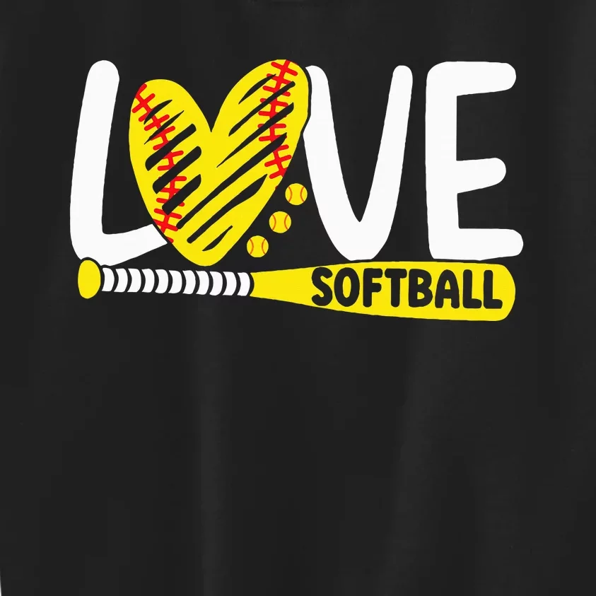 Softball Love Softball Kids Sweatshirt