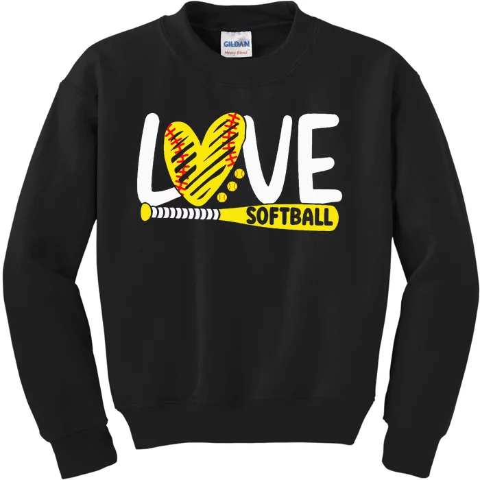 Softball Love Softball Kids Sweatshirt