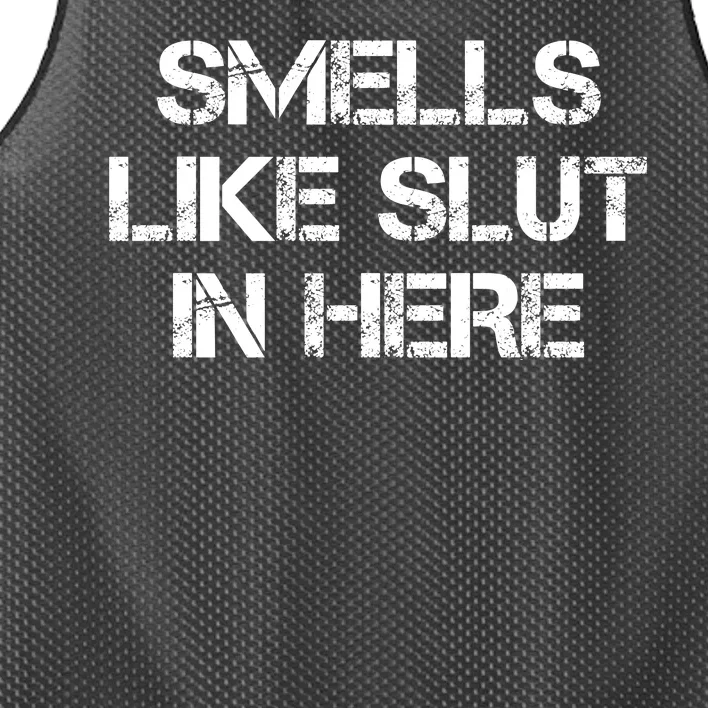 Smells Like Slut In Here Funny Humor Mesh Reversible Basketball Jersey Tank