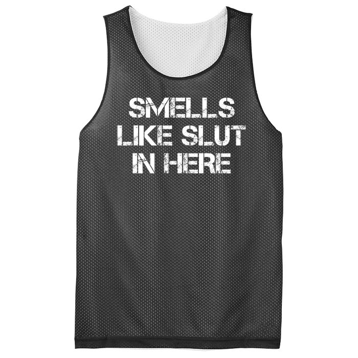 Smells Like Slut In Here Funny Humor Mesh Reversible Basketball Jersey Tank