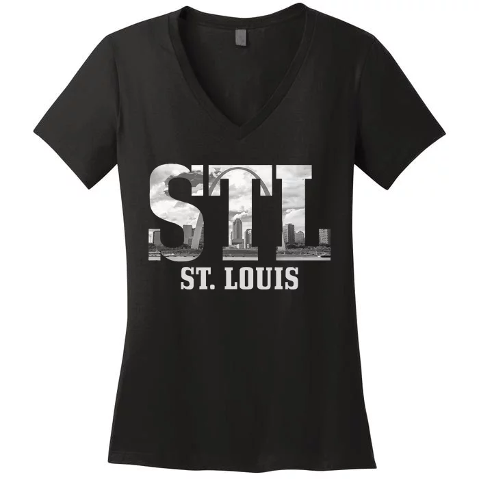 St. Louis Stl Skyline Pride Missouri Vintage Women's V-Neck T-Shirt