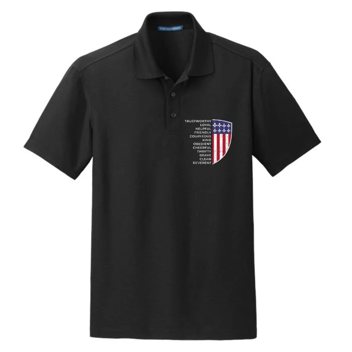 Scout Life Scouting Flag Lovers Hiking Happy Camper Camp Dry Zone Grid Performance Polo