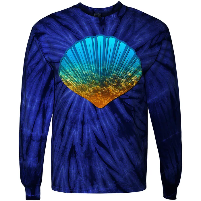 Seashell Lovers Silhouette Earth Day And Ocean Week Tie-Dye Long Sleeve Shirt