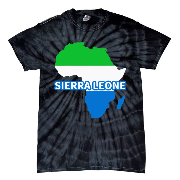 Sierra Leone Sierra Leonean Pride Flag Map Africa Print Tie-Dye T-Shirt