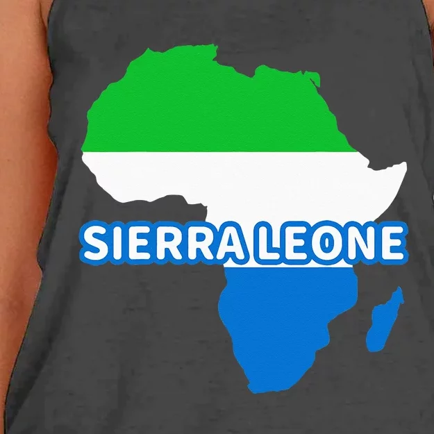 Sierra Leone Sierra Leonean Pride Flag Map Africa Print Women's Knotted Racerback Tank