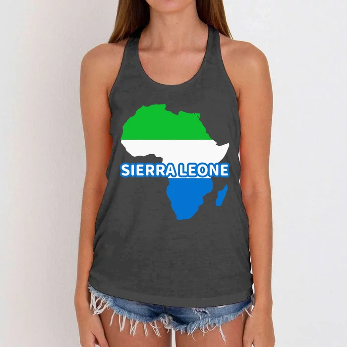 Sierra Leone Sierra Leonean Pride Flag Map Africa Print Women's Knotted Racerback Tank