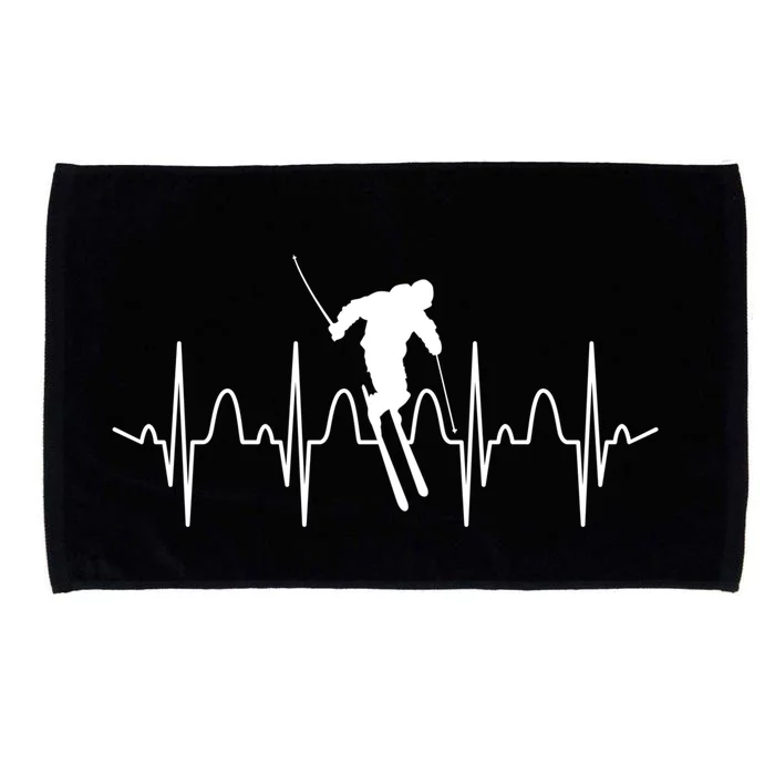 Skiing Lover Skier Heartbeat Ski Instructor Skier Ski Gift Microfiber Hand Towel