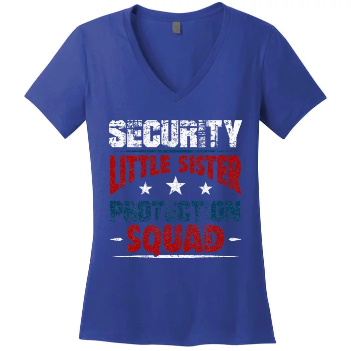 Security Little Sister Protection Squad Brother Women's V-Neck T-Shirt