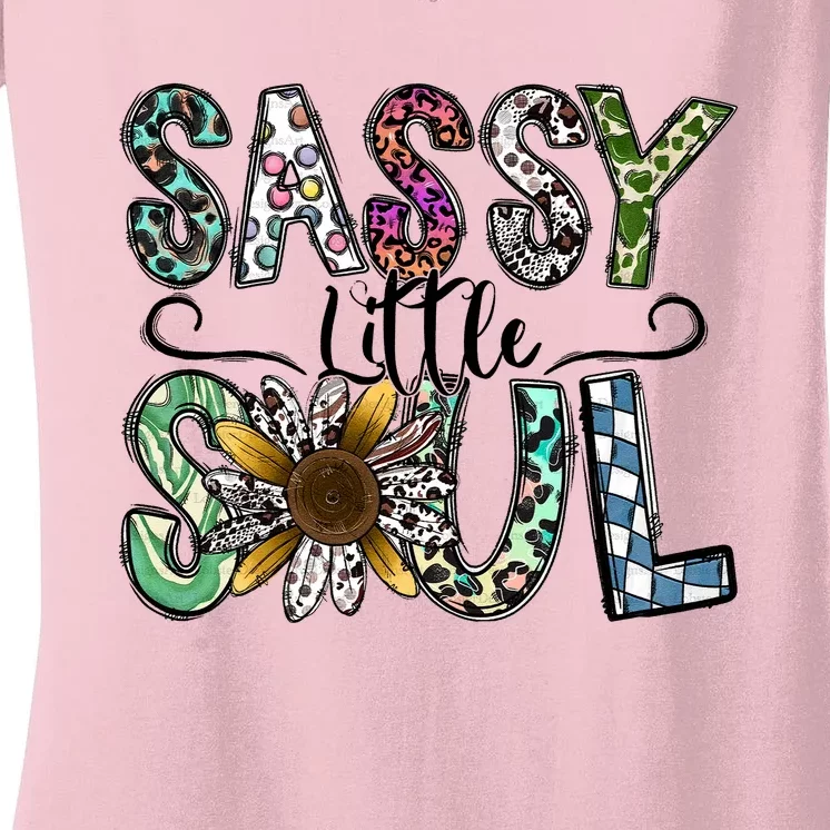 Sassy Little Soul Funny Floral Leopard Women's V-Neck T-Shirt