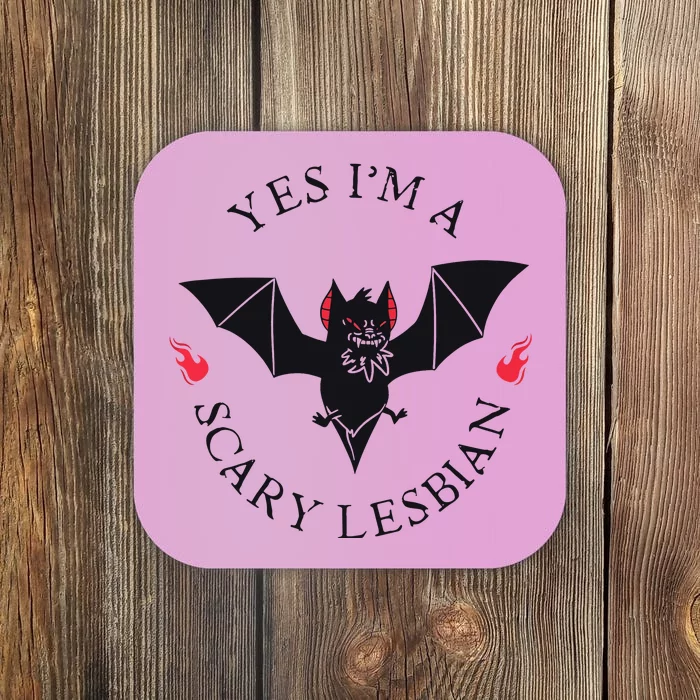 Scary Lesbian Sapphic Wlw Pride Lesbian Coaster