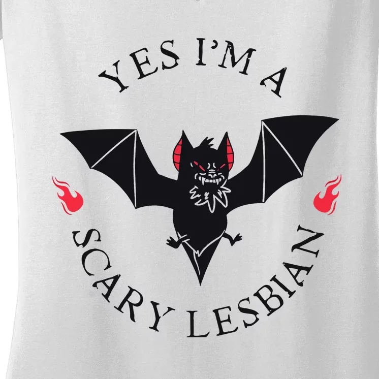 Scary Lesbian Sapphic Wlw Pride Lesbian Women's V-Neck T-Shirt