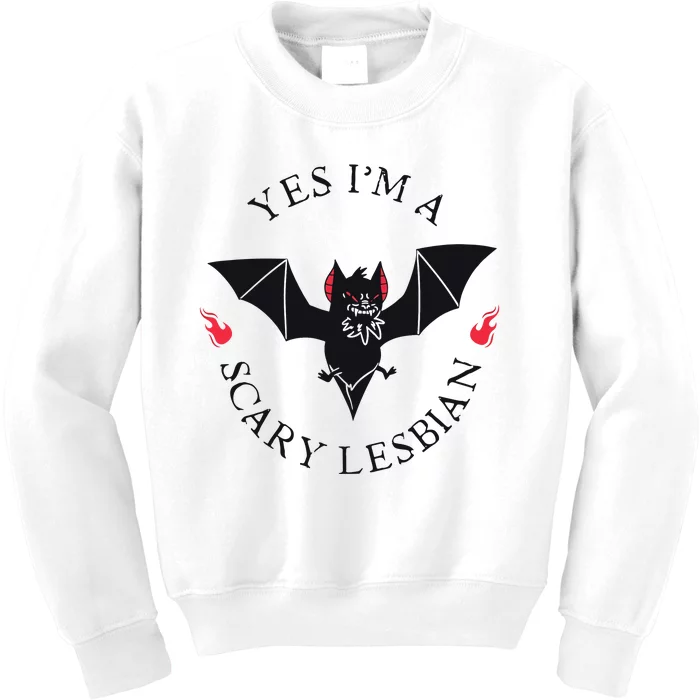 Scary Lesbian Sapphic Wlw Pride Lesbian Kids Sweatshirt