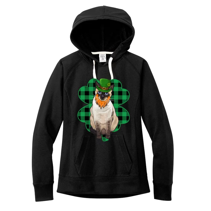 Siamese Leprechaun St Patricks Day Lucky Clover Gift Women's Fleece Hoodie