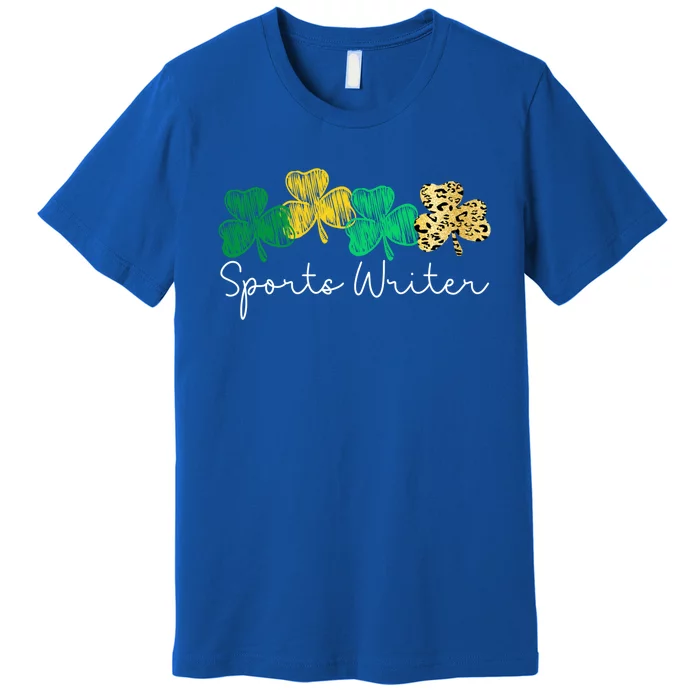 Shamrock Leopard Saint Paddy's Sports Writer St Patricks Day Great Gift Premium T-Shirt