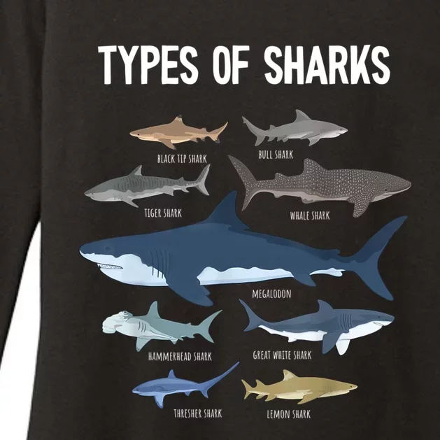 Shark Lover Shirt, Shark Lover Gift, Types Of Shark Womens CVC Long Sleeve Shirt