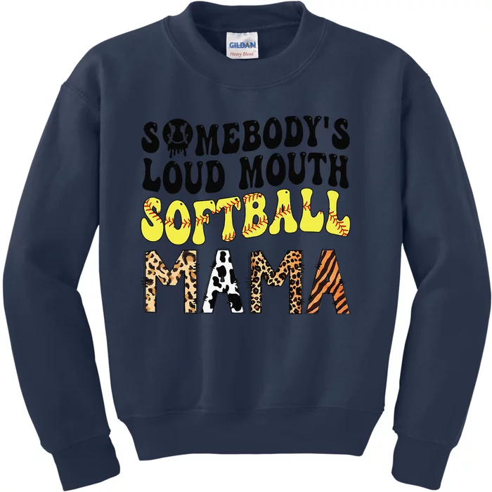 Somebody's Loudmouth Softball Mama Funny Mom Mother's Day Kids Sweatshirt