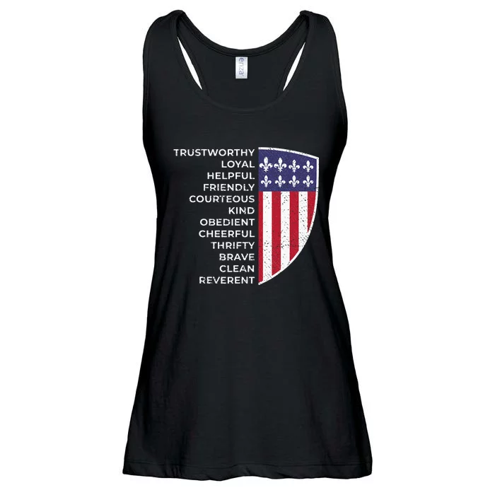 Scout Life Scouting Flag Lovers Hiking Happy Camper Camp Ladies Essential Flowy Tank