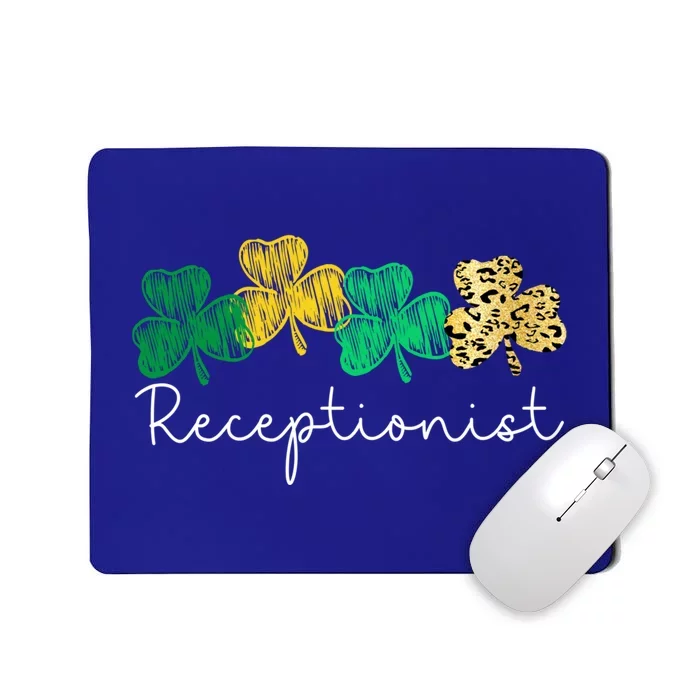 Shamrock Leopard Saint Paddys Receptionist St Patricks Day Gift Mousepad