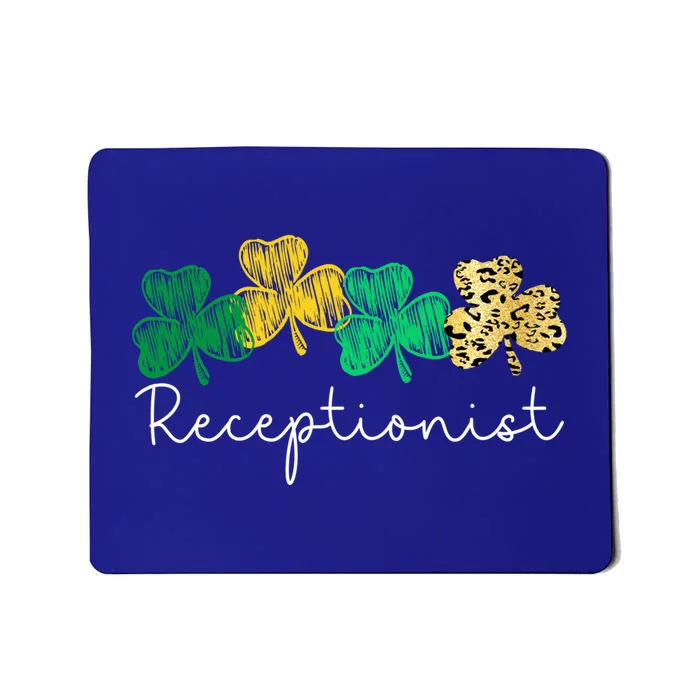 Shamrock Leopard Saint Paddys Receptionist St Patricks Day Gift Mousepad