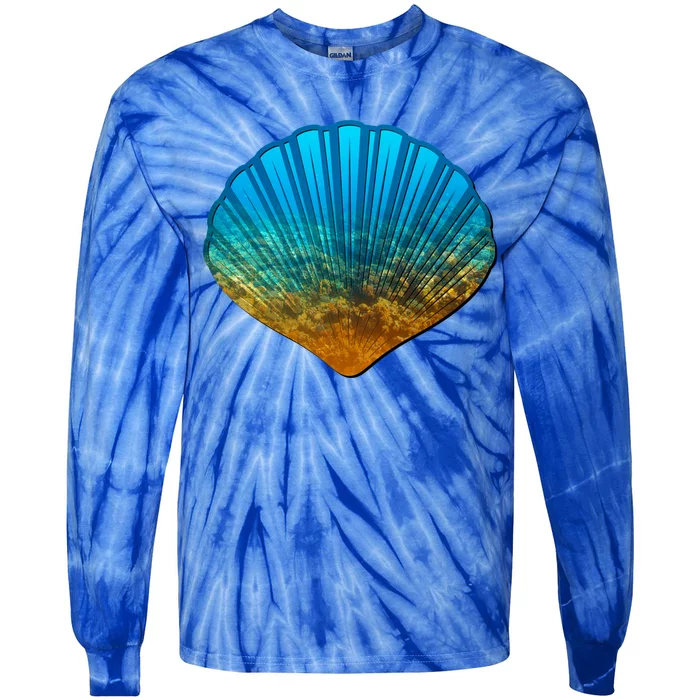 Seashell Lovers Silhouette Earth Day And Ocean Week Gift Tie-Dye Long Sleeve Shirt