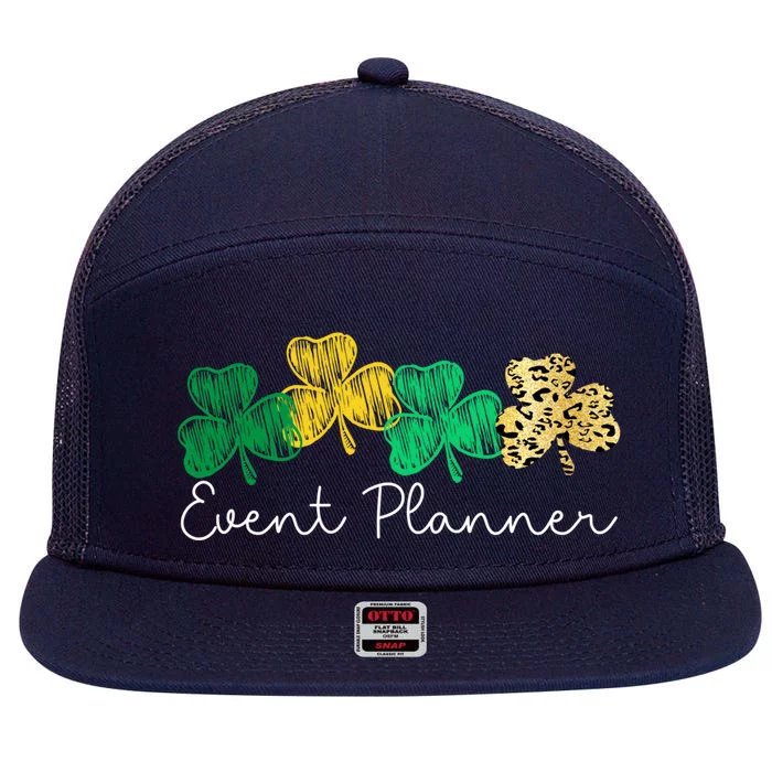 Shamrock Leopard Saint Paddys Event Planner St Patricks Day Gift 7 Panel Mesh Trucker Snapback Hat