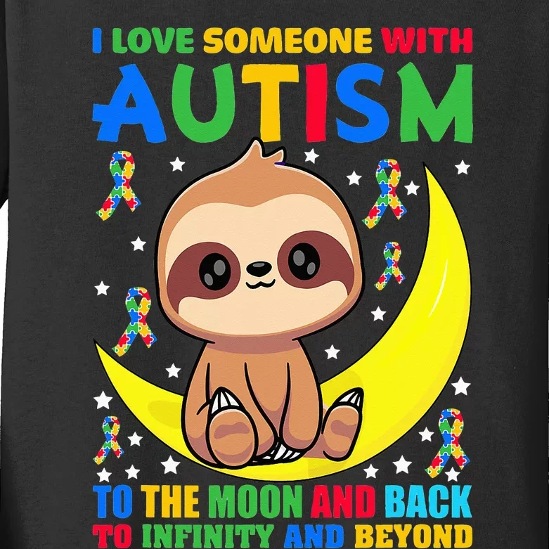 Sloth Love someone With Puzzle Cool asd Awareness Kids Long Sleeve Shirt