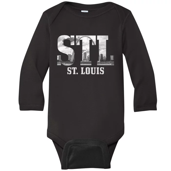 St. Louis STL Skyline Pride Missouri Vintage Baby Long Sleeve Bodysuit