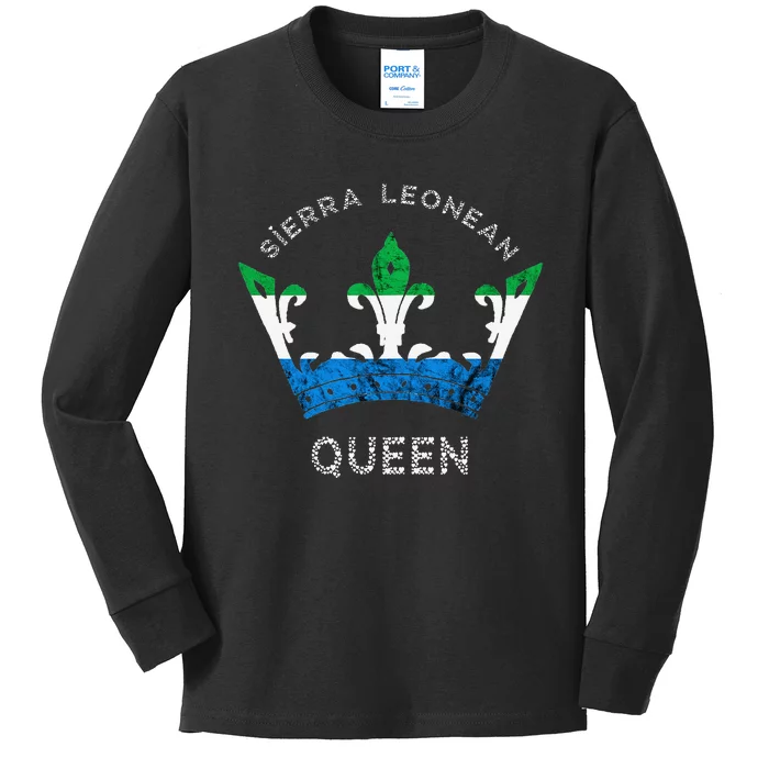 Sierra Leone Sierra Leonean Queen Crown Leonean Pride Kids Long Sleeve Shirt