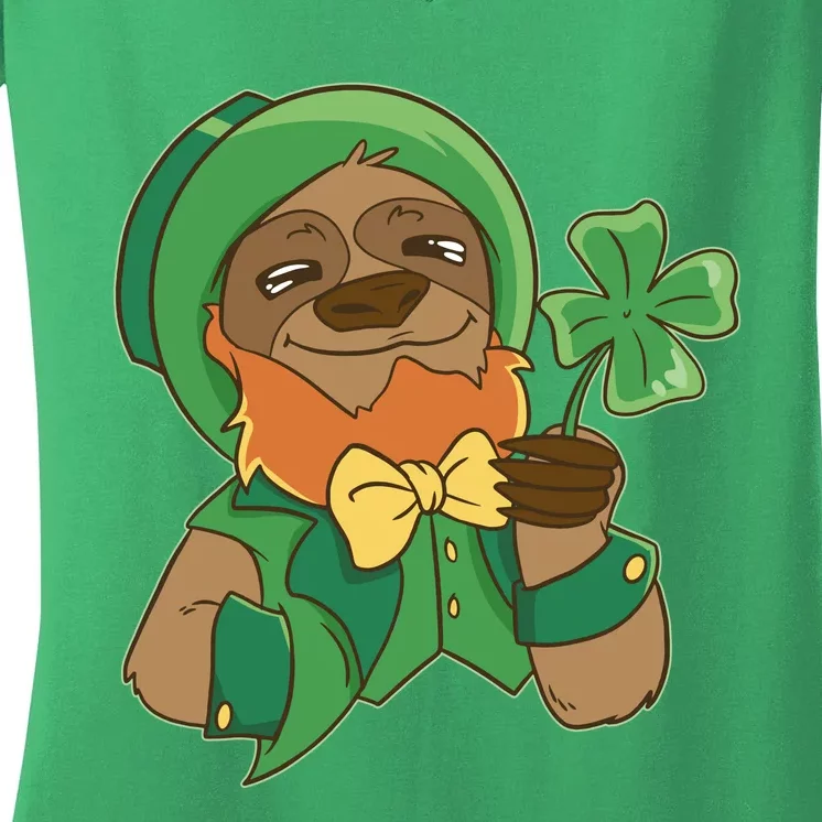 Sloth Leprechaun Women's V-Neck T-Shirt