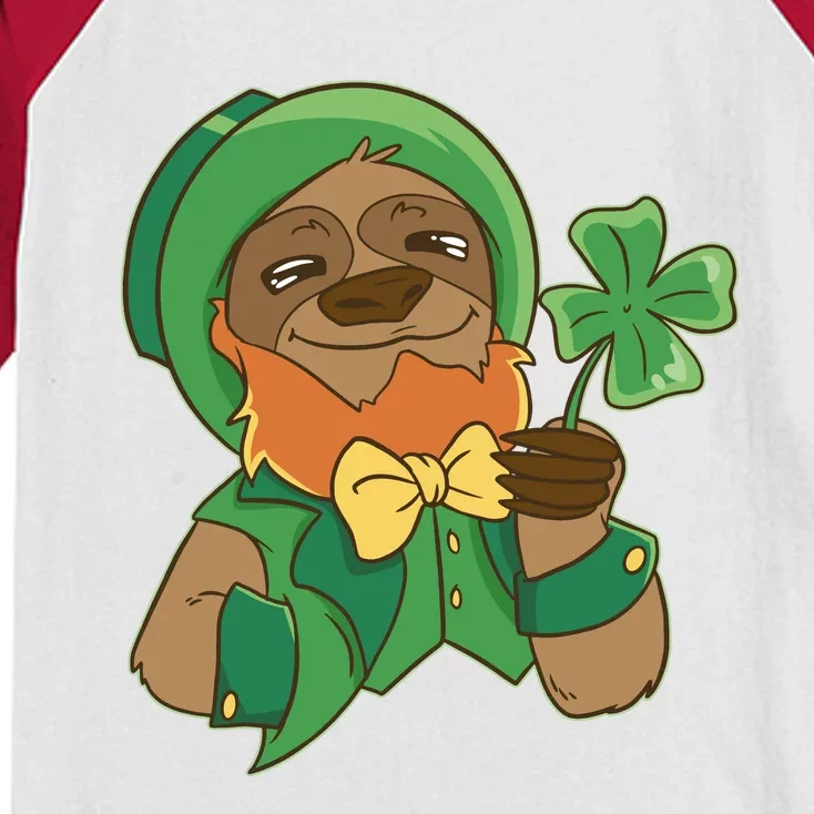 Sloth Leprechaun Kids Colorblock Raglan Jersey